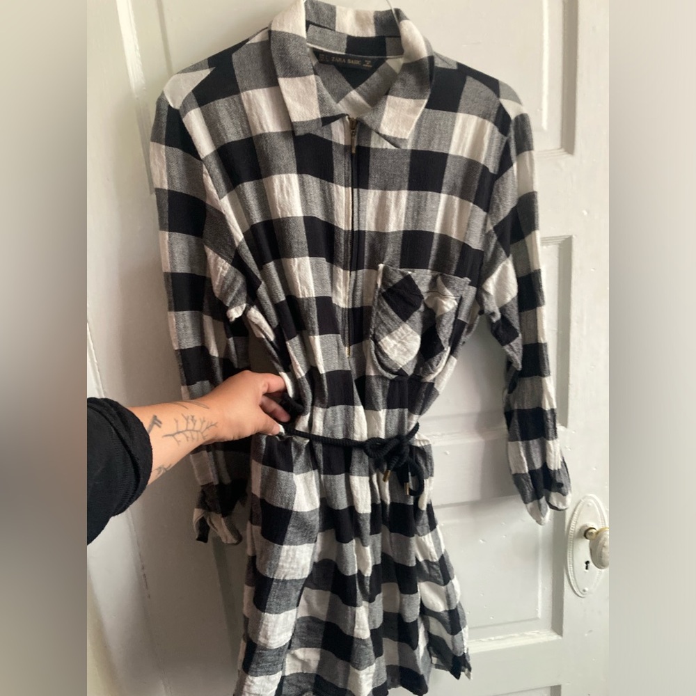 Zara Basic Black And White Button Mini Dress Tuni… - image 3